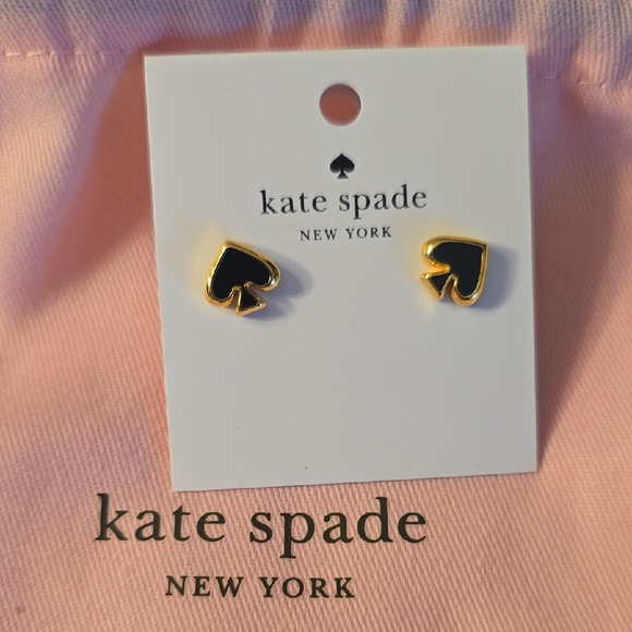 kate spade Jewelry - Kate Spade Black & Gold Plated Spade Earrings with  Gift Bag New